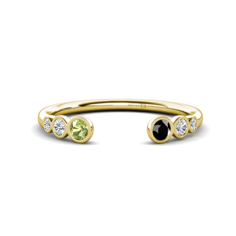 Makena Peridot and Black Diamond Open Wedding Band 