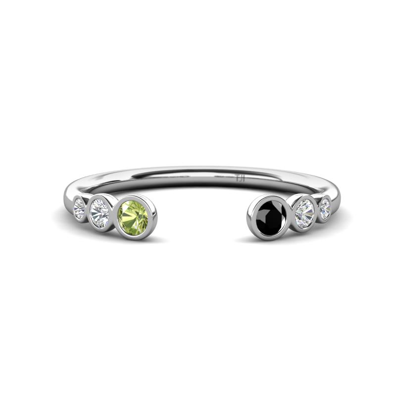 Makena Peridot and Black Diamond Open Wedding Band 