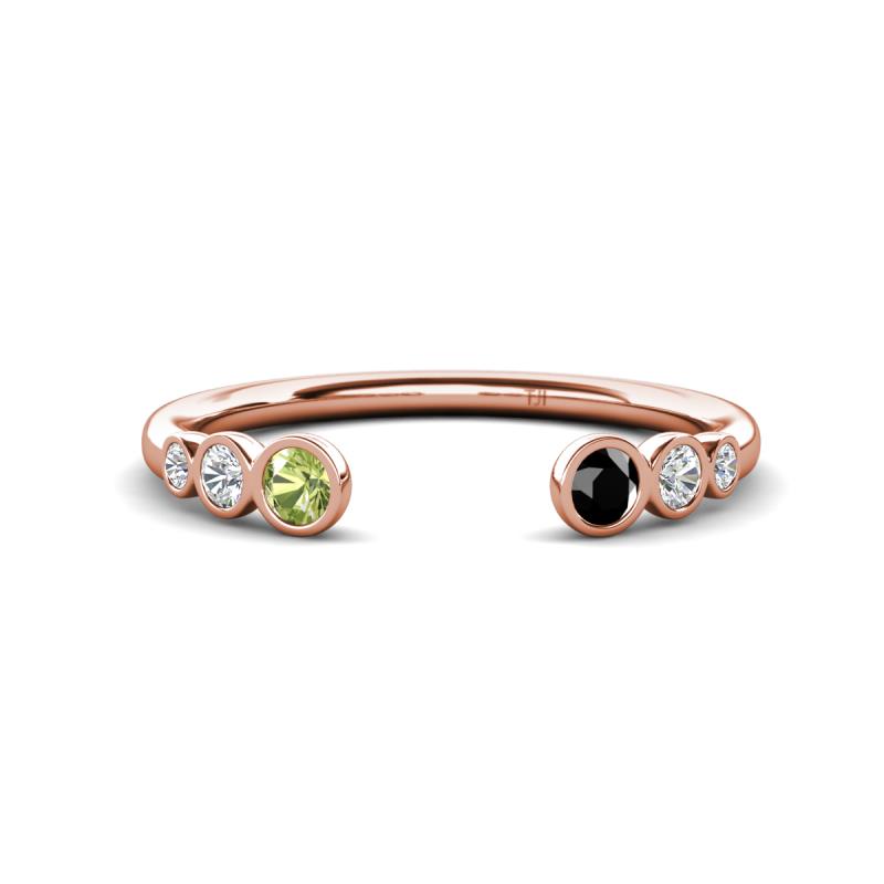 Makena Peridot and Black Diamond Open Wedding Band 
