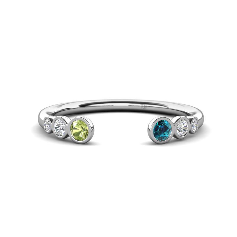 Makena Peridot and Blue Diamond Open Wedding Band 