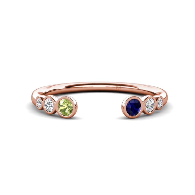 Makena Peridot and Blue Sapphire Open Wedding Band 