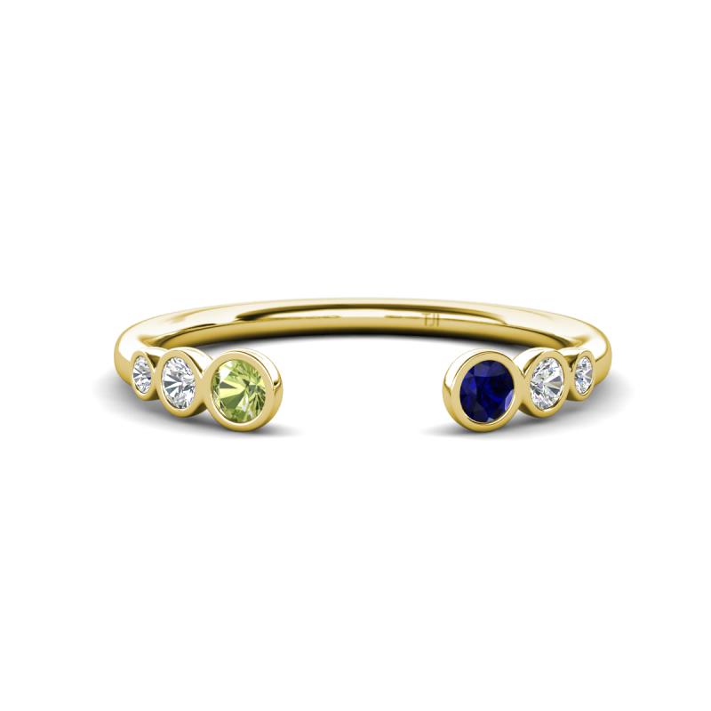 Makena Peridot and Blue Sapphire Open Wedding Band 
