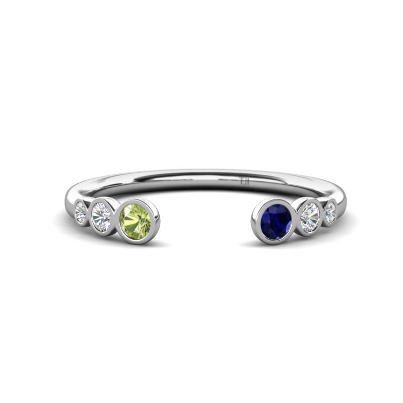 Makena Peridot and Blue Sapphire Open Wedding Band 