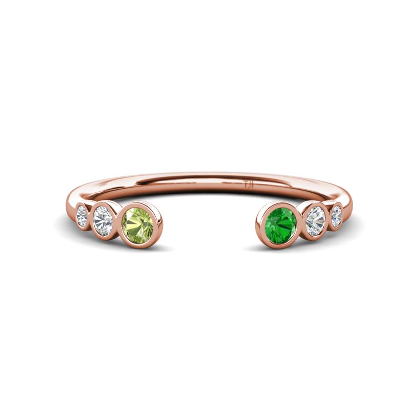 Makena Peridot and Green Garnet Open Wedding Band 