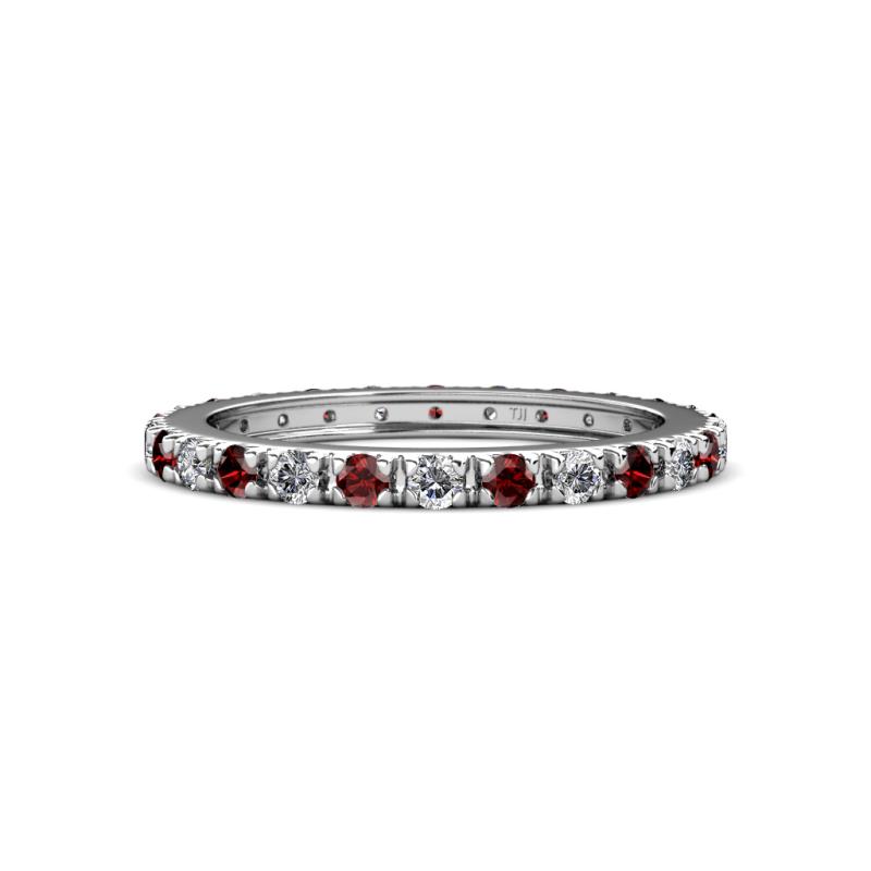 Gracie 2.30 mm Round Red Garnet and Diamond Eternity Band 
