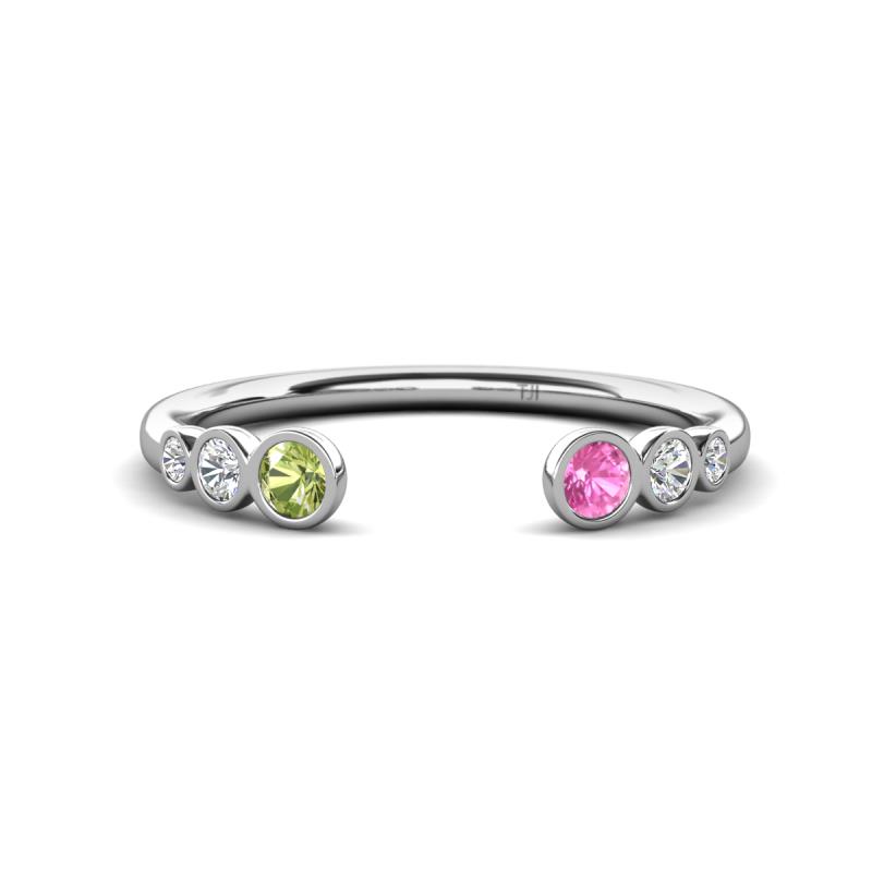 Makena Peridot and Pink Sapphire Open Wedding Band 