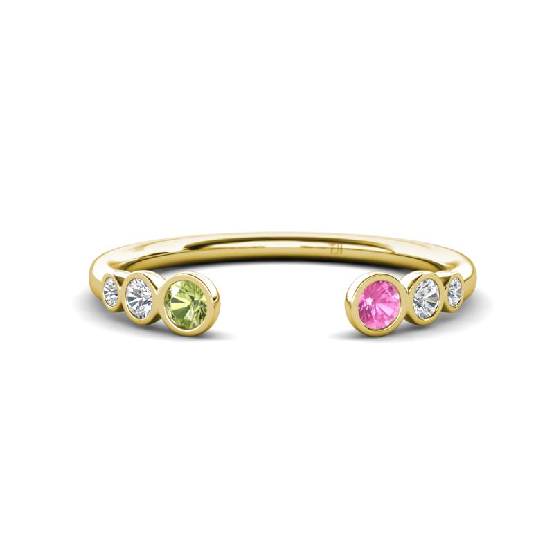 Makena Peridot and Pink Sapphire Open Wedding Band 