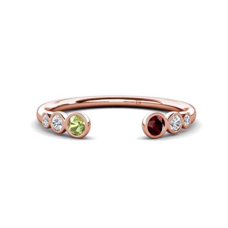 Makena Peridot and Red Garnet Open Wedding Band 