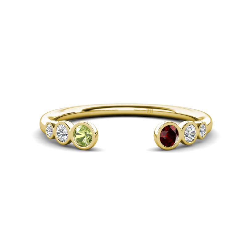 Makena Peridot and Red Garnet Open Wedding Band 