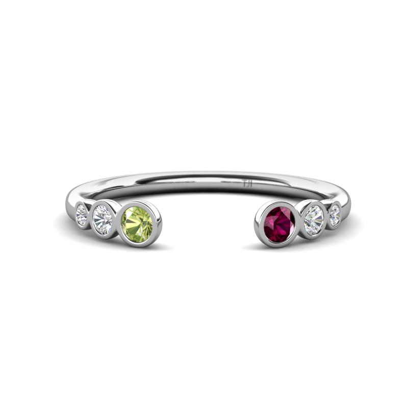 Makena Peridot and Rhodolite Garnet Open Wedding Band 