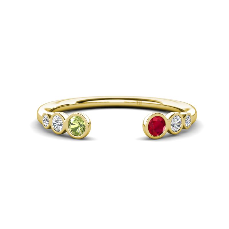 Makena Peridot and Ruby Open Wedding Band 