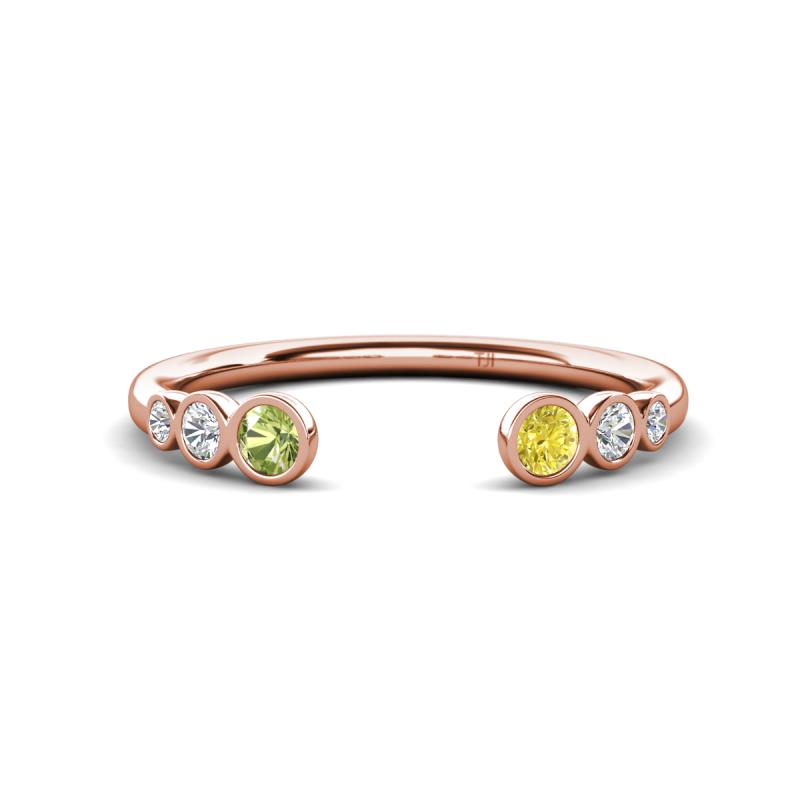 Makena Peridot and Yellow Diamond Open Wedding Band 