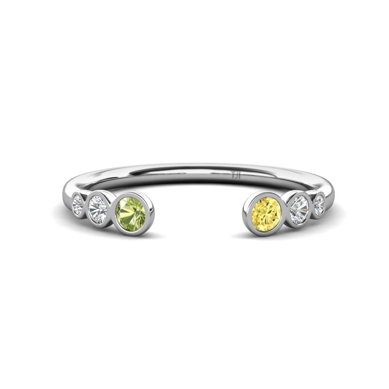 Makena Peridot and Yellow Sapphire Open Wedding Band 