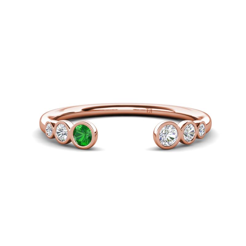 Makena Green Garnet and Lab Grown Diamonds Open Wedding Band 