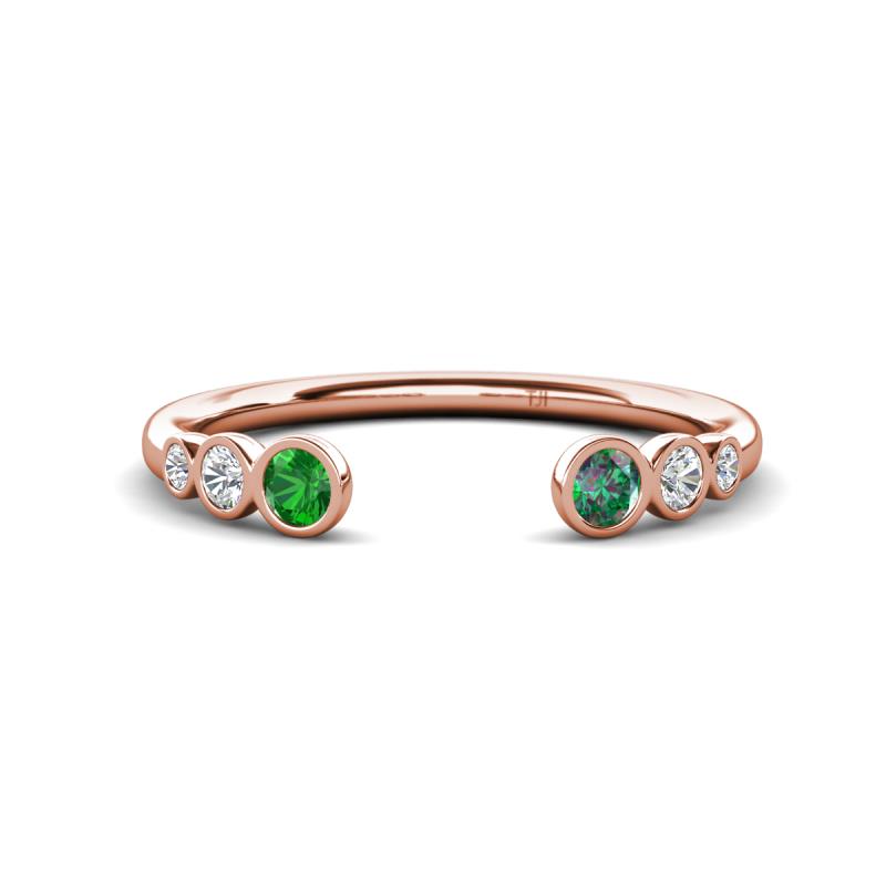 Makena Green Garnet and Created Alexandrite Open Wedding Band 