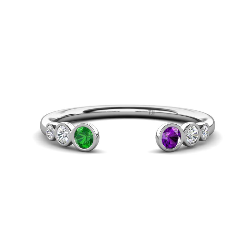 Makena Green Garnet and Amethyst Open Wedding Band 