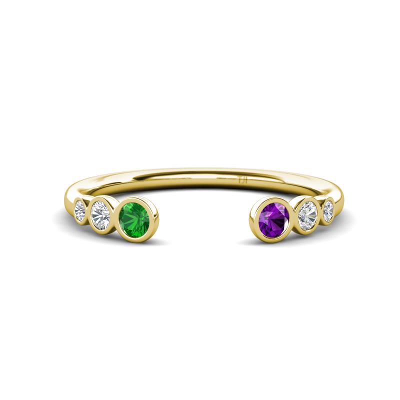 Makena Green Garnet and Amethyst Open Wedding Band 