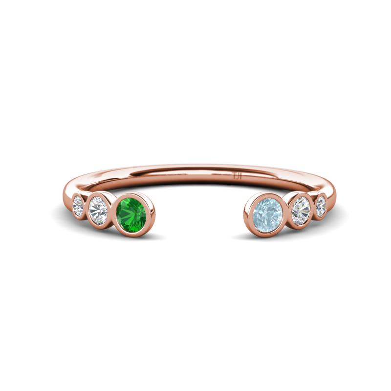 Makena Green Garnet and Aquamarine Open Wedding Band 