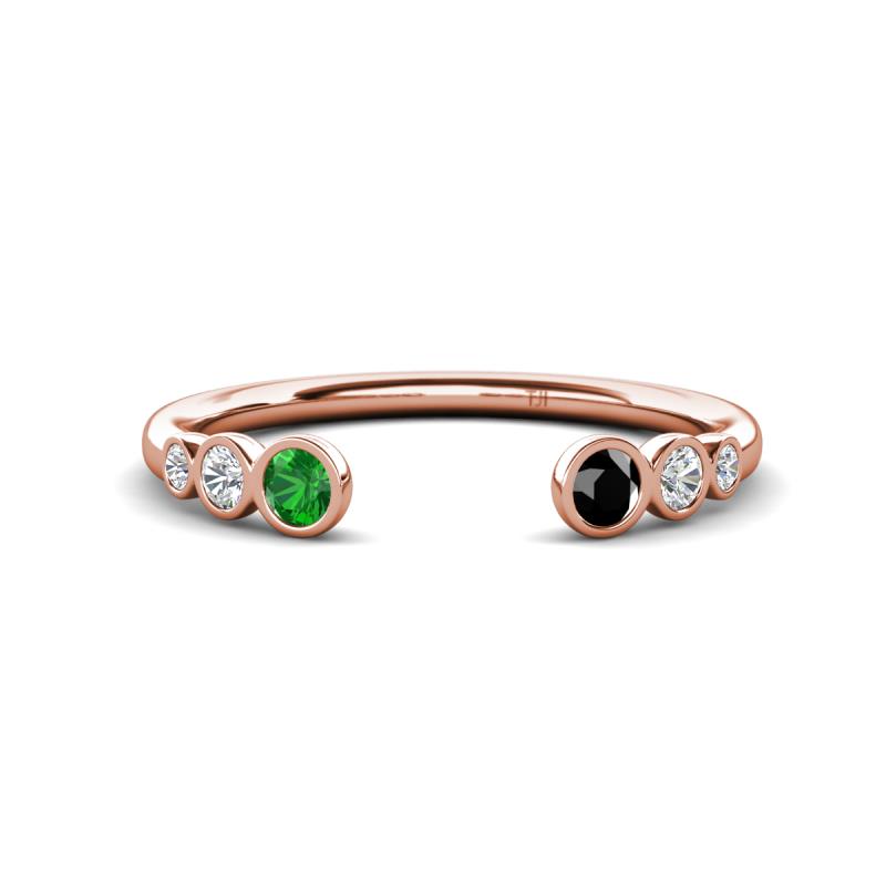 Makena Green Garnet and Black Diamond Open Wedding Band 