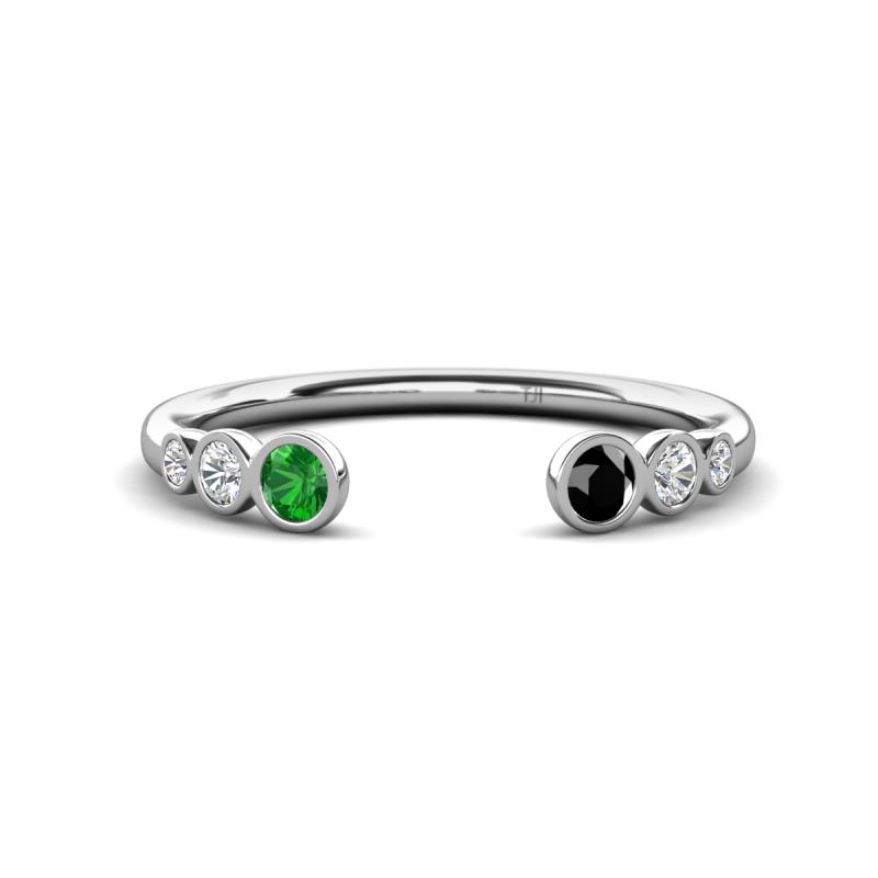 Makena Green Garnet and Black Diamond Open Wedding Band 