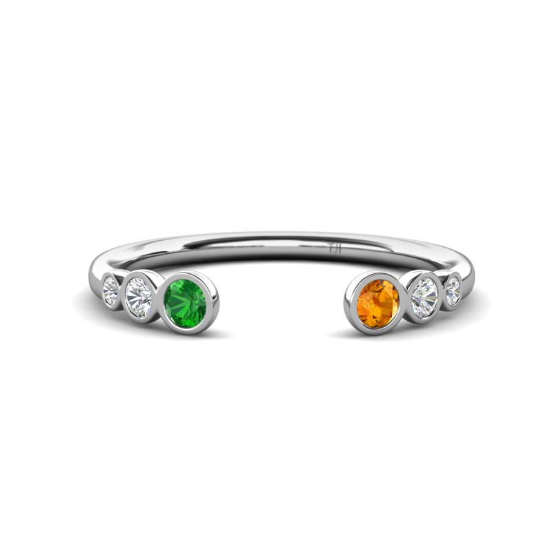 Makena Green Garnet and Citrine Open Wedding Band 