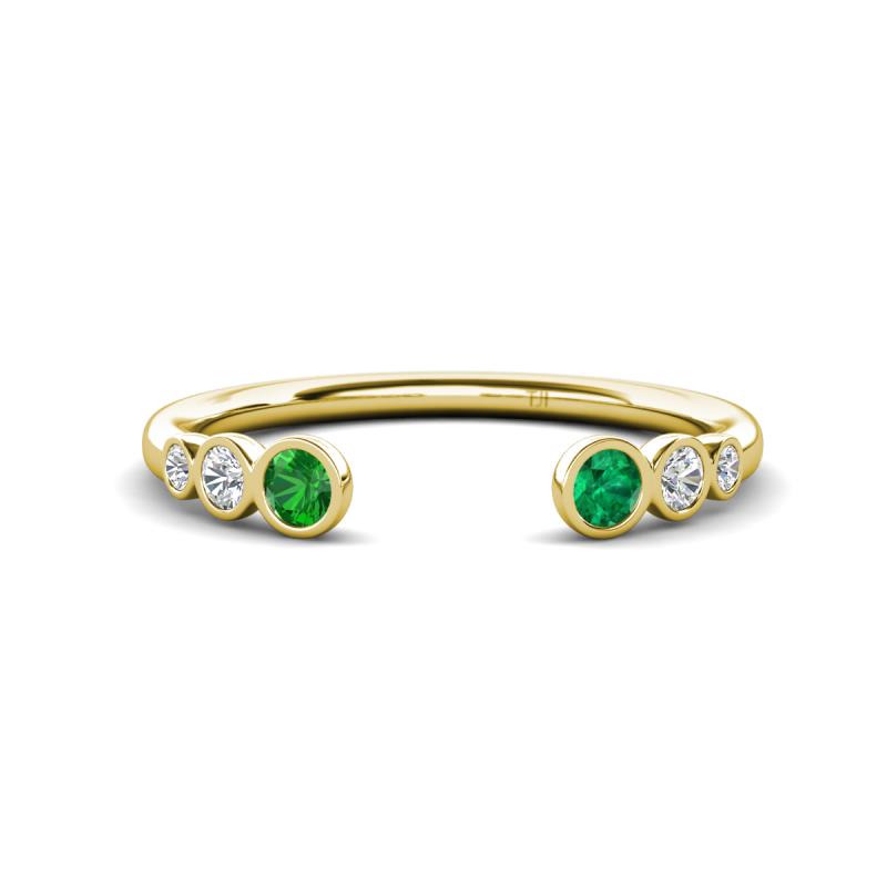 Makena Green Garnet and Emerald Open Wedding Band 