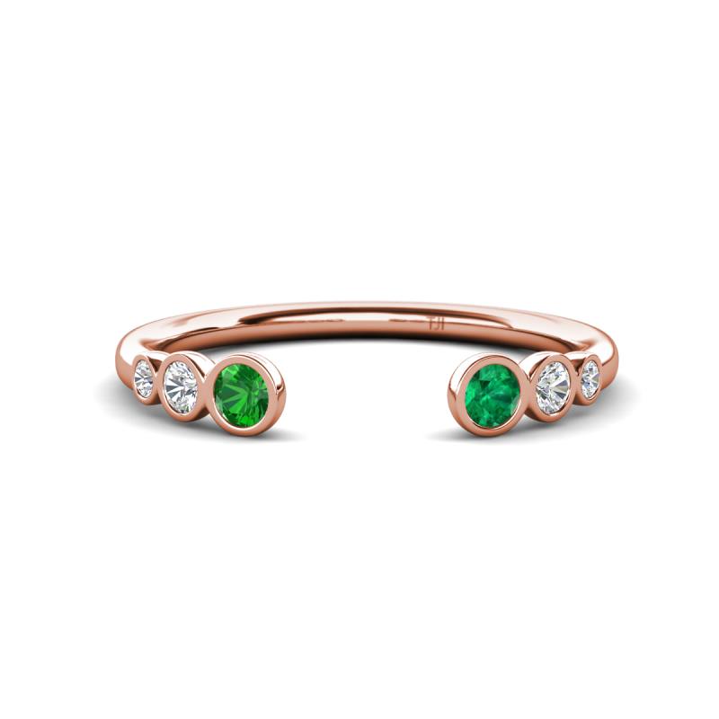 Makena Green Garnet and Emerald Open Wedding Band 