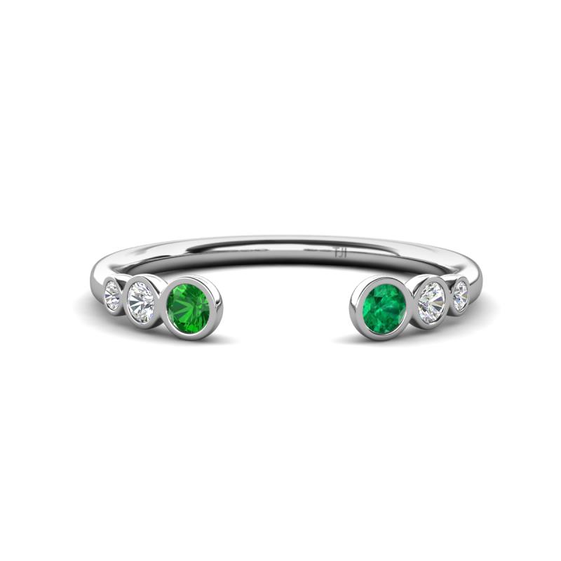 Makena Green Garnet and Emerald Open Wedding Band 
