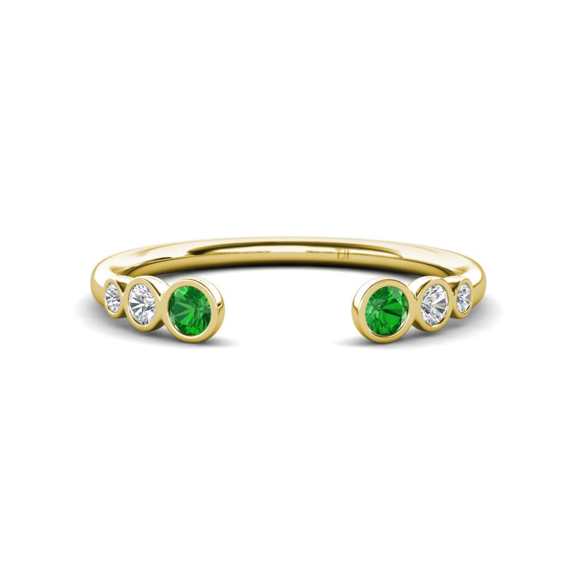 Makena Green Garnet and Lab Grown Diamonds Open Wedding Band 
