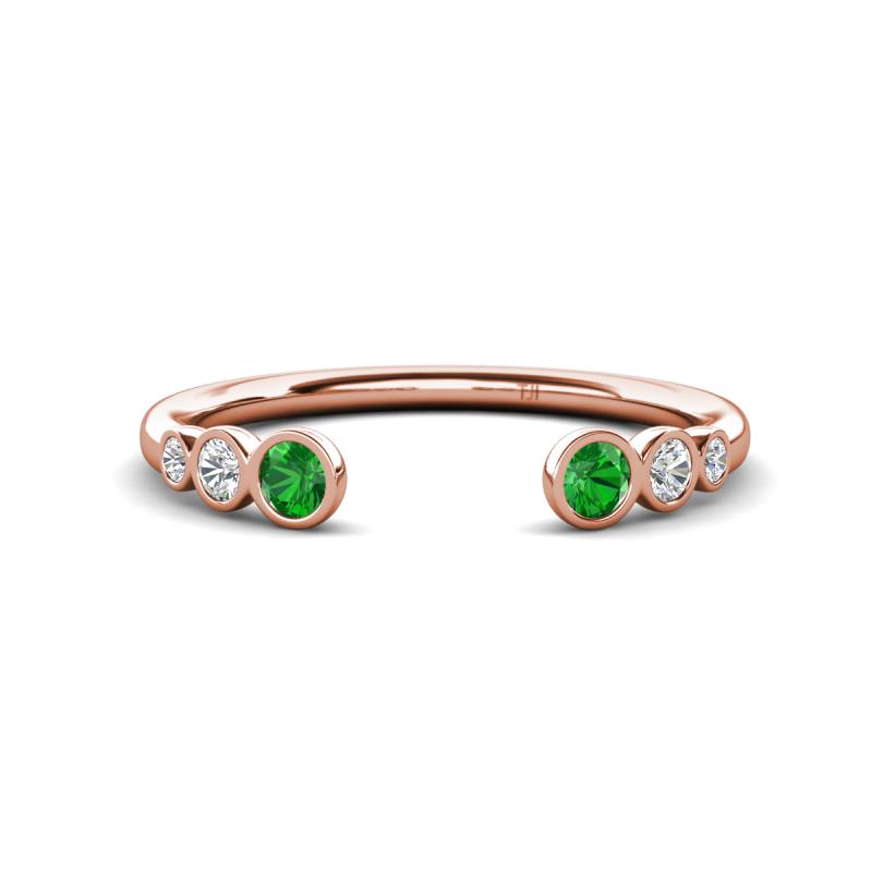 Makena Green Garnet and Lab Grown Diamonds Open Wedding Band 
