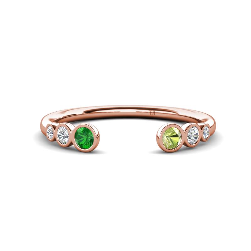 Makena Green Garnet and Peridot Open Wedding Band 