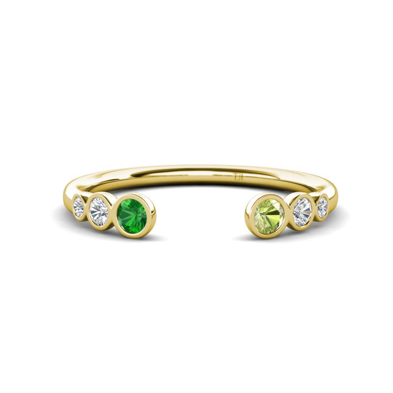 Makena Green Garnet and Peridot Open Wedding Band 