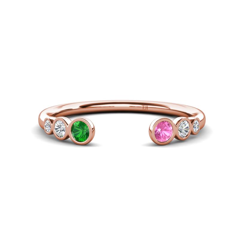Makena Green Garnet and Pink Sapphire Open Wedding Band 