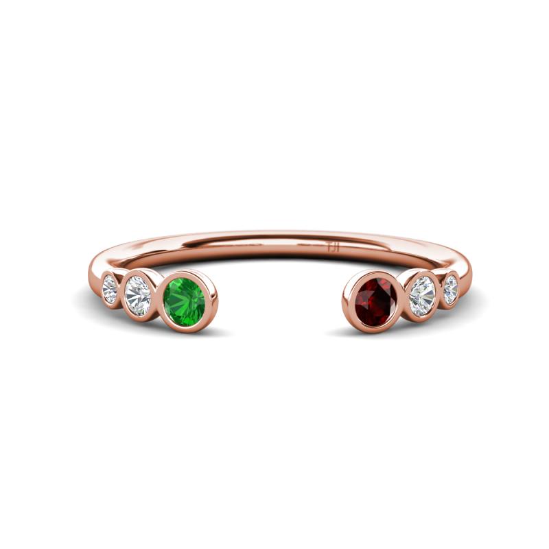 Makena Green Garnet and Red Garnet Open Wedding Band 