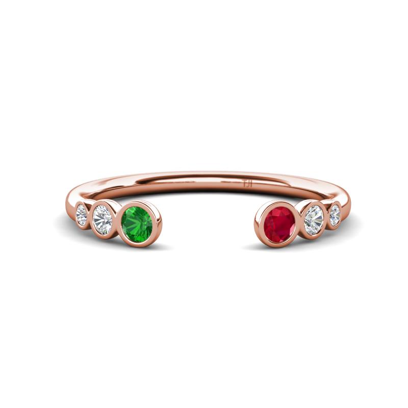 Makena Green Garnet and Ruby Open Wedding Band 
