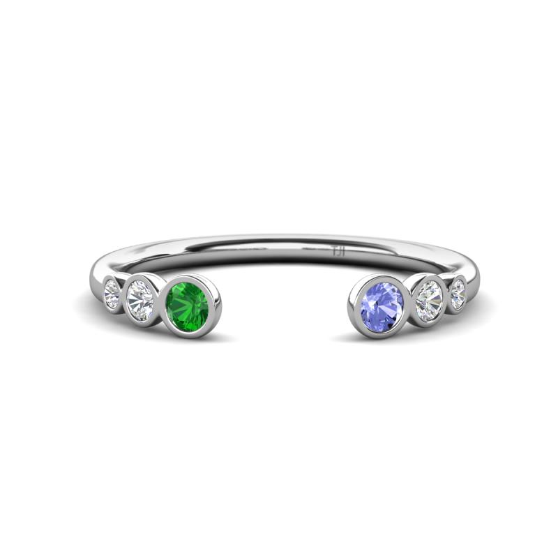 Makena Green Garnet and Tanzanite Open Wedding Band 