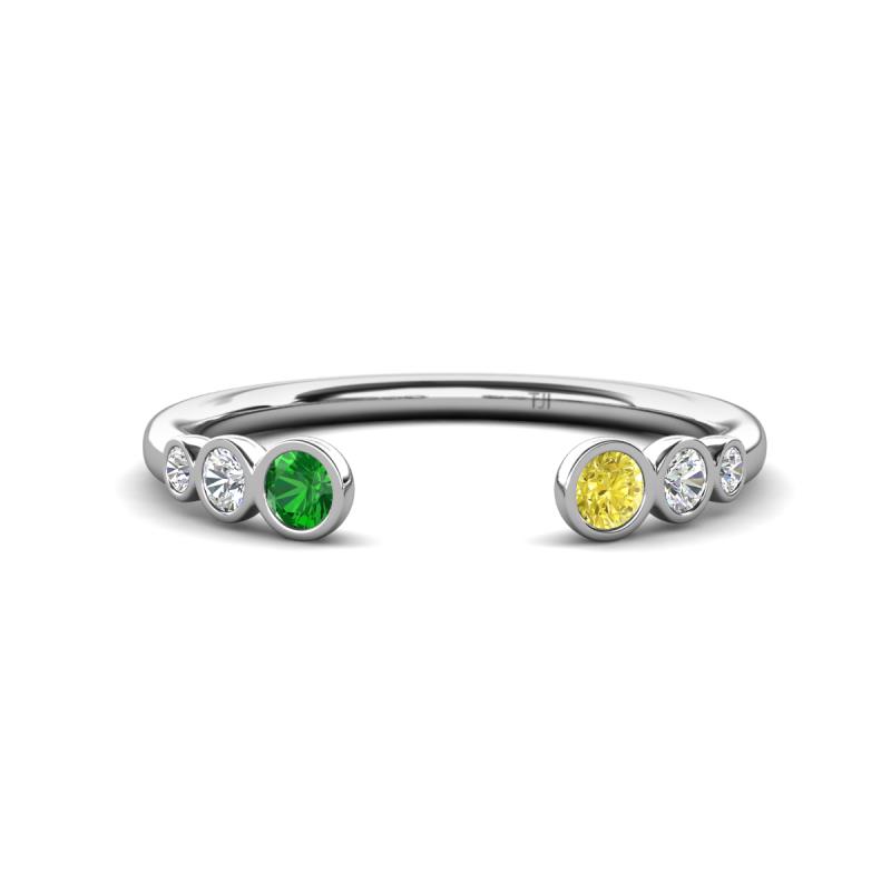 Makena Green Garnet and Yellow Diamond Open Wedding Band 