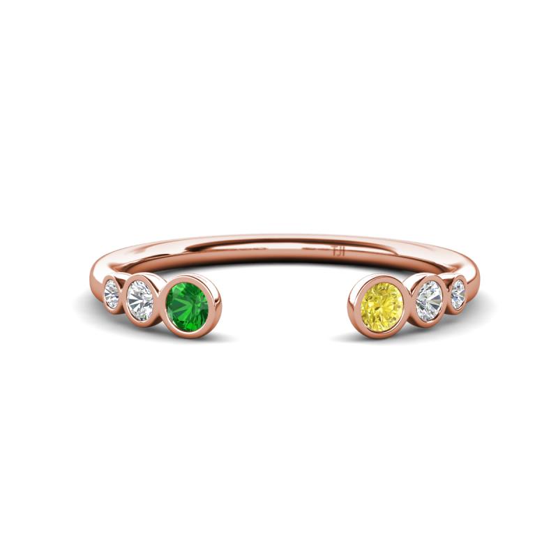 Makena Green Garnet and Yellow Diamond Open Wedding Band 