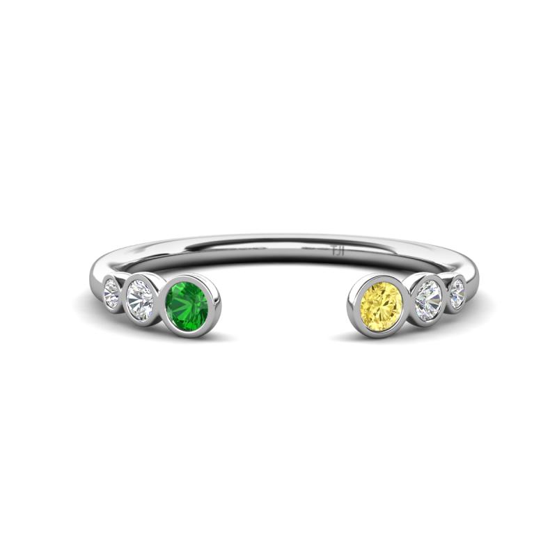 Makena Green Garnet and Yellow Sapphire Open Wedding Band 