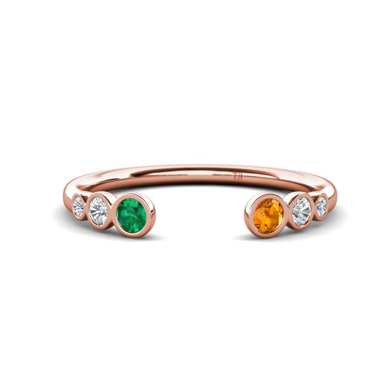 Makena Emerald and Citrine Open Wedding Band 