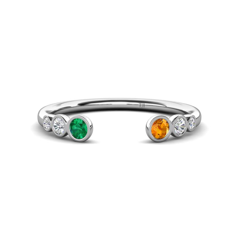 Makena Emerald and Citrine Open Wedding Band 
