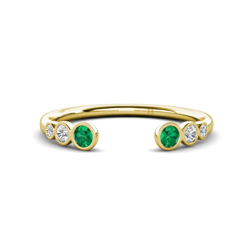 Makena Emerald and Lab Grown Diamonds Open Wedding Band 