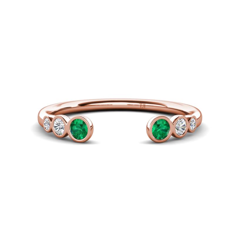 Makena Emerald and Lab Grown Diamonds Open Wedding Band 