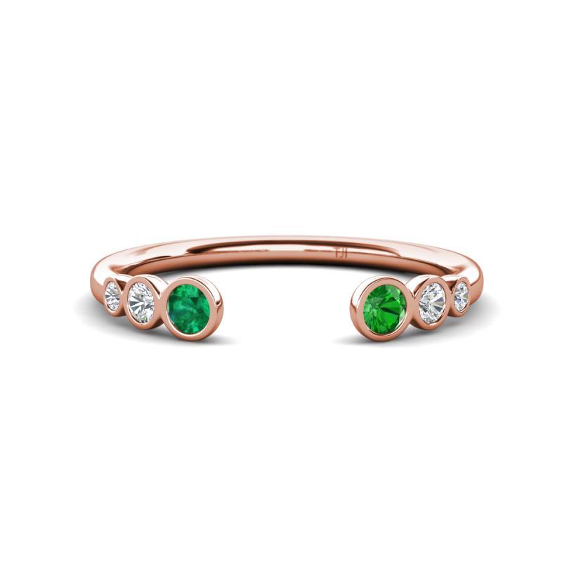 Makena Emerald and Green Garnet Open Wedding Band 