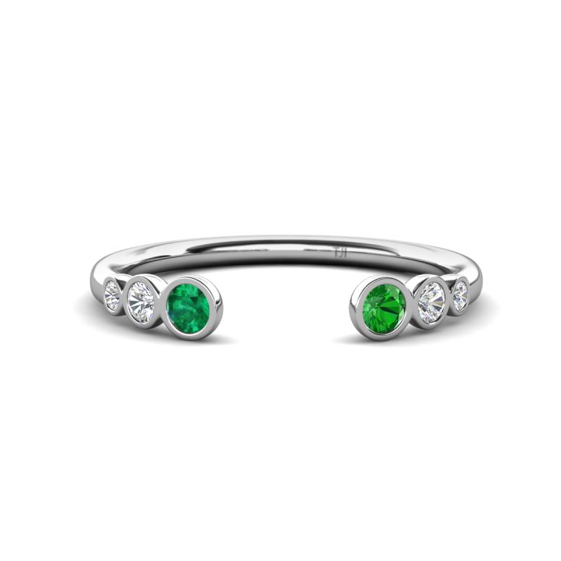 Makena Emerald and Green Garnet Open Wedding Band 