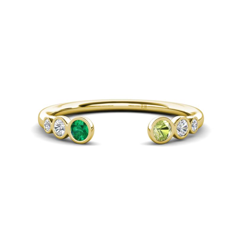 Makena Emerald and Peridot Open Wedding Band 