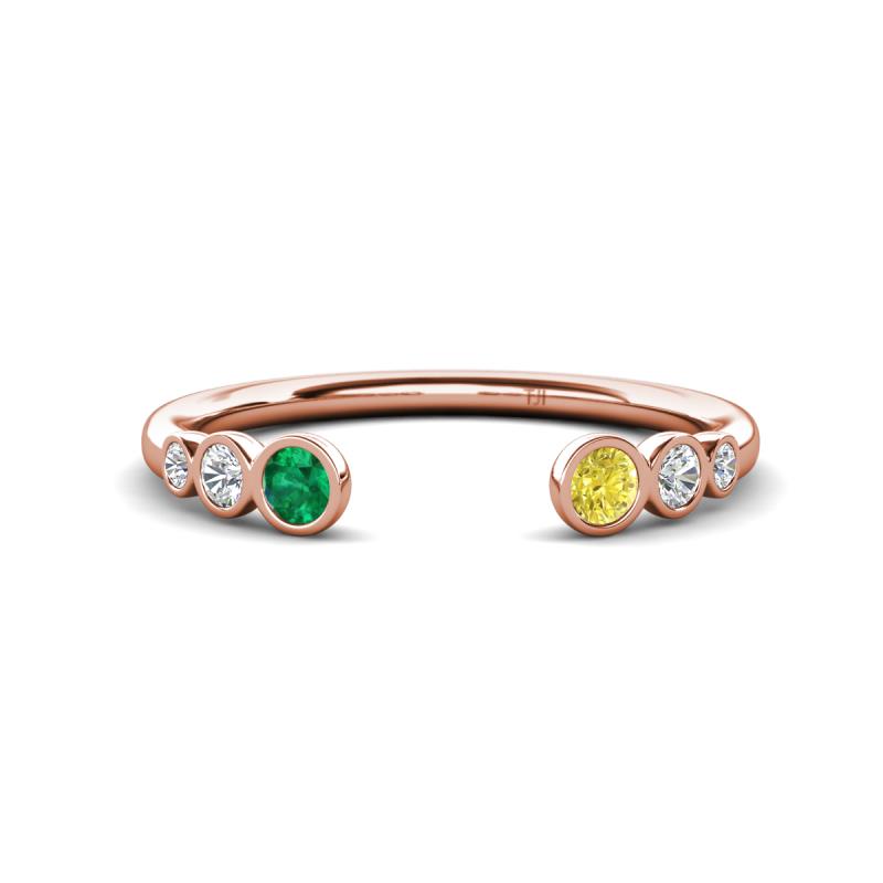 Makena Emerald and Yellow Diamond Open Wedding Band 