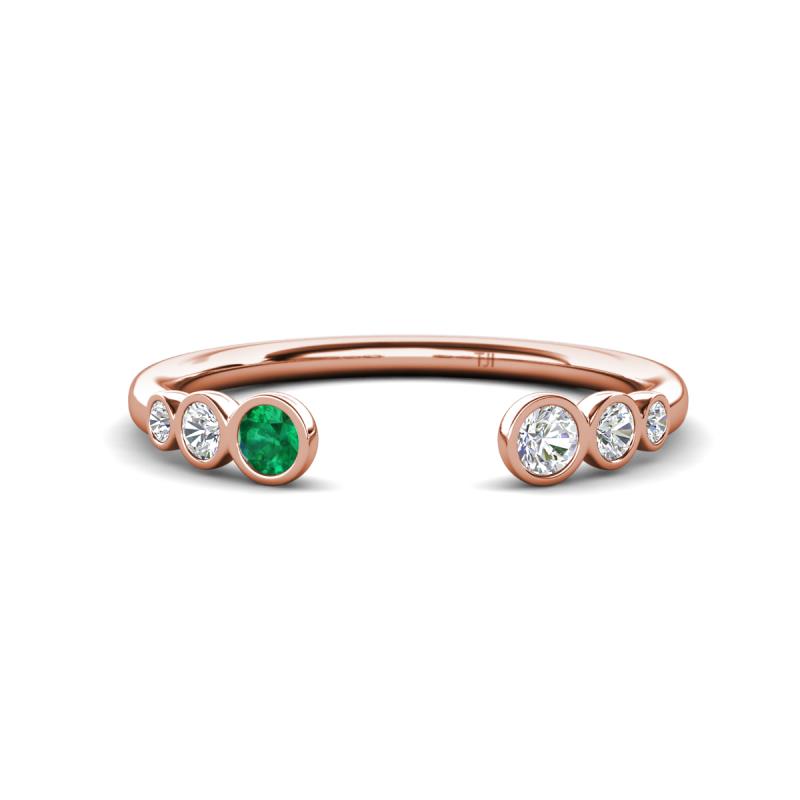 Makena Emerald and Lab Grown Diamonds Open Wedding Band 