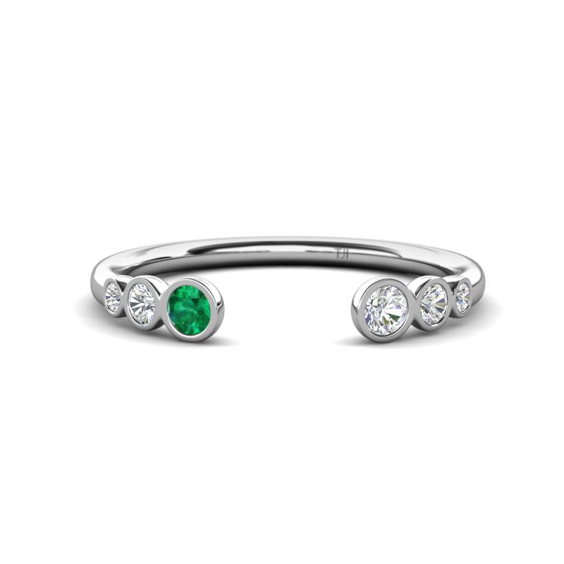 Makena Emerald and Lab Grown Diamonds Open Wedding Band 