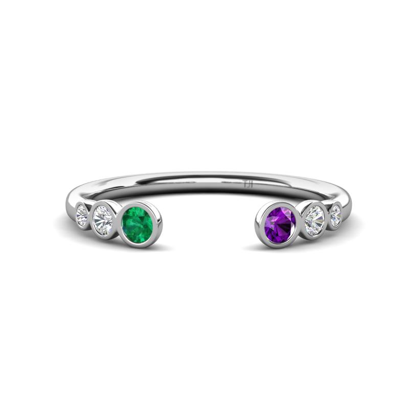Makena Emerald and Amethyst Open Wedding Band 